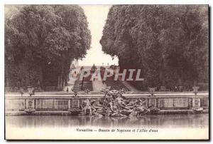 Postcard Old Versailles Bassin de Neptune and Allee water