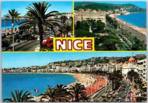 La Promenade Des Anglais Nice France Highway Beach Buildings Postcard