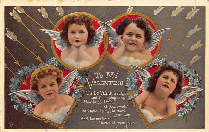 Valentines Day Hearts and Rings Rapholette #150 Postcard