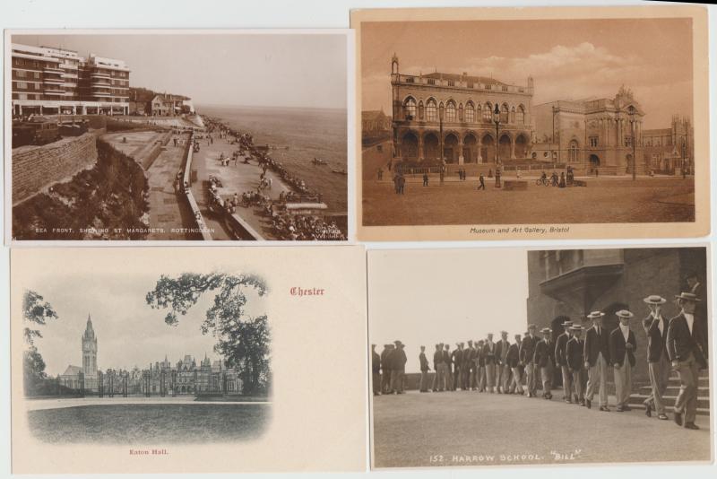 Lot of 4 UK Margate Rottingham rppc Bristol Chester vintage postcards