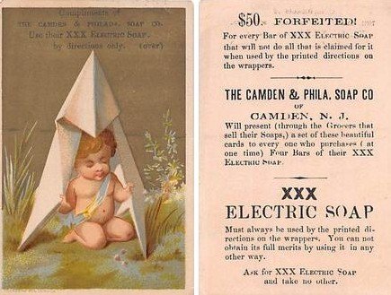 Electric Soap Approx Size Inches = 2.75 x 4.25 Trade Card Unused 