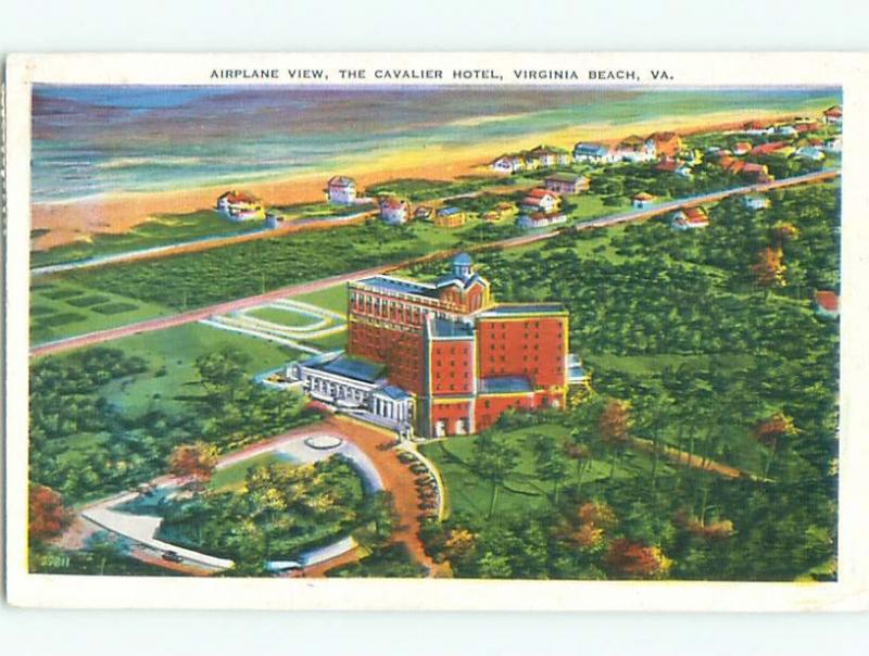 Linen AERIAL VIEW OF CAVALIER HOTEL Virginia Beach Virginia VA W5517