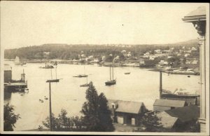 Rockport ME Maine Harbor View of Homes c1920 Real Photo Postcard