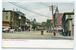 Randall Square Street Scene Providence Rhode Island 1907c postcard