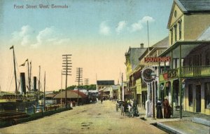 barbados, BRIDGETOWN, Front Street West, Clock (1910s) Postcard