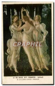 Old Postcard Le Tre Grazie Dett Primavera Botticelli Uffizi Gallery Firenze