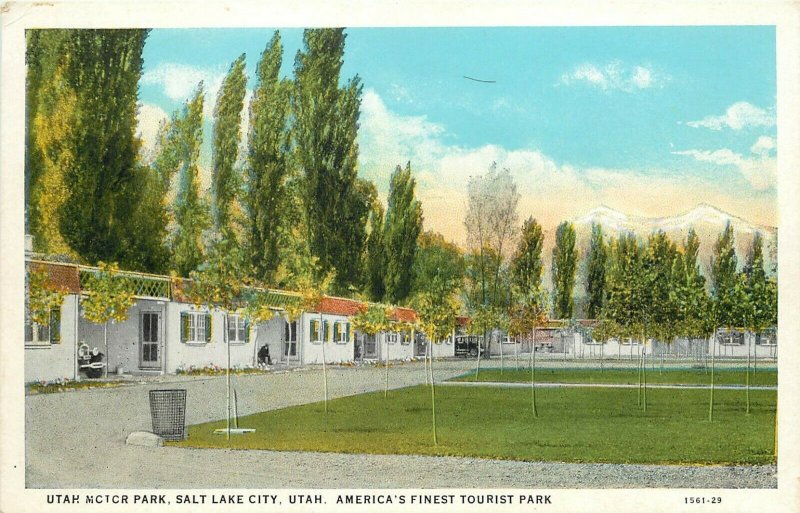 1920s Roadside Postcard; Utah Motor Park, Salt Lake City UT, Deseret Book Co.