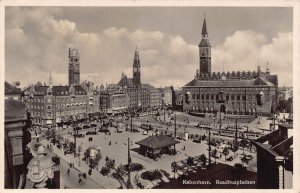 A801 Denmark Copenhagen Raadhusplasden Square Tram RPPCvintage postcard