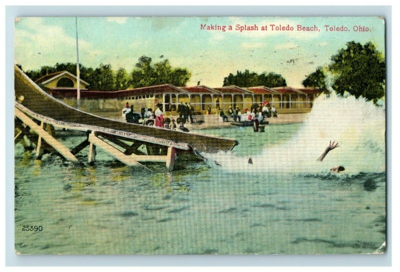 Waterslide Toledo Beach Pavilion Toledo, OH Postcard P16