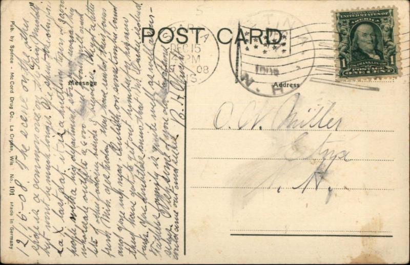 Mississippi River Rafting Steamer Ship Kit Carson Postcard