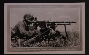 Mint WW2 RPPC Postcard Germany Army Wehrmacht Soldiers With Heavy Machine Gun