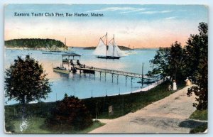 BAR HARBOR, Maine ME ~ EASTERN YACHT CLUB PIER 1915 Hancock County Postcard