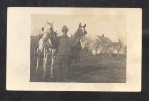RPPC WENONA MARYLAND FARM HORSES MULE VANCE FARM REAL PHOTO POSTCARD