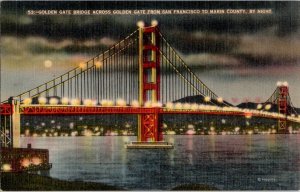 Golden Gate Bridge across Golden Gate from San Francisco to Marin County