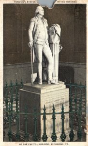 Vintage Postcard 1931 Houdon's Statue of Washington in Rotunda Richmond Virginia
