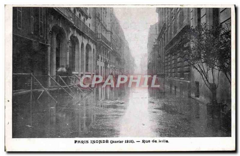 Old Postcard Paris floods Rue de Lille