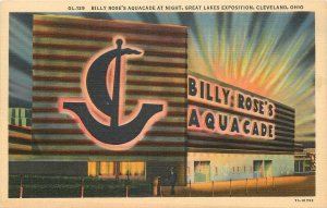 Postcard Ohio Cleveland Billy Rose's Aquacade night exposition linen 23-11876
