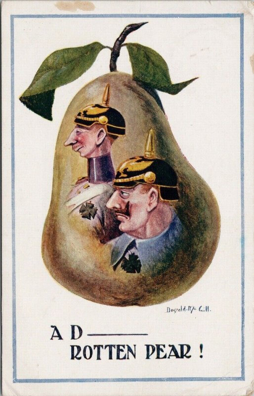 Military Comic 'Rotten Pear' German Kaiser WW1 Donald McGill #287 Postcard G88