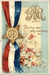 Clapsaddle Int'l Art GAR Civil War Ribbon with Medal c1910 Vintage Postcard