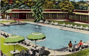 Panama El Club Cabana Del Hotel Cabana Club Pool c1955 Cancel Stamp Postcard H17