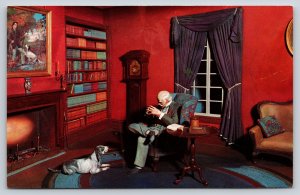 Interior~Old Dog Tray Diorama~Thoroughbred Setter & Stephen Foster~Vintage PC