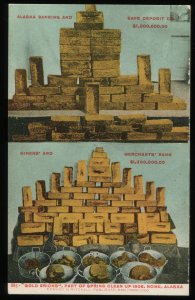 Gold Bricks. Part of Spring Clean Up 1906. Nome, Alaska. Vintage undivided back