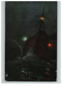 1914 Postcard Ships That Pass In The Night Raphael Tuck & Sons Boat 2715 Posted