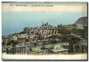 Postcard Old Monaco Monte Carlo Vue Generale taking Beausoleil