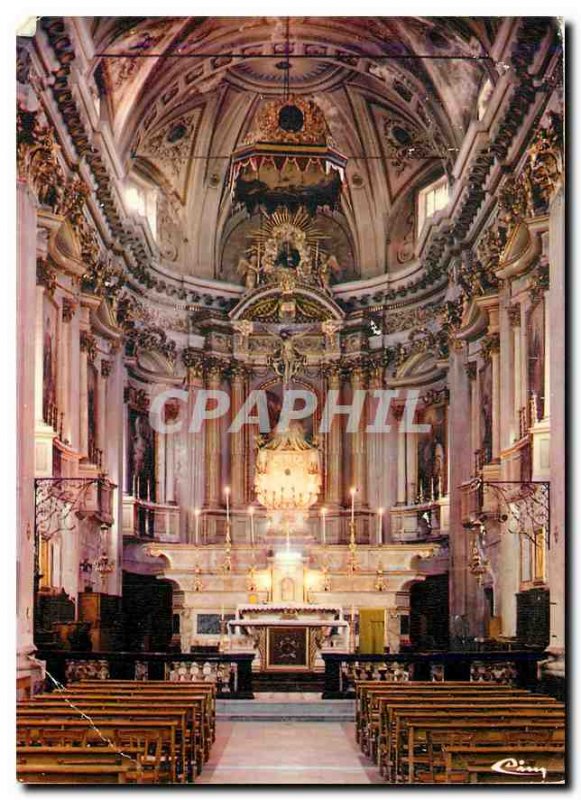 Modern Postcard Sospel Alps in March inside the church St Michel flamboyant s...