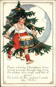 Christmas - Little Boy Drumming - Decorated Tree c1915 Whitney Postcard