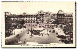 Old Postcard Paris City Lumiere Place de la Republique Tramway