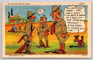 Fort Sill OK~Ray Walters Military Comic~Sarg Gave Me th' Works~Pvt T Coker~Linen