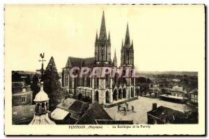 Old Postcard Pontmain Basilica and the Square
