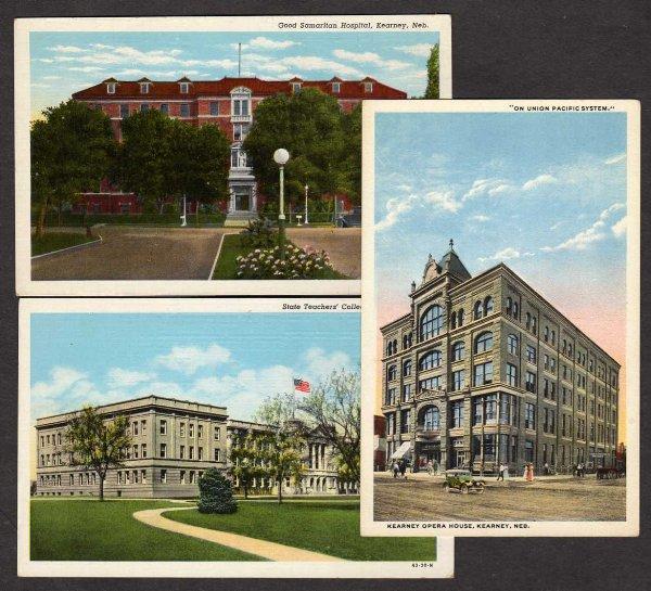 NE Lot 3 KEARNEY NEBRASKA Postcards Hospital College