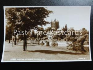 c1950 RPPC - Hereford Cathedral and River Wye