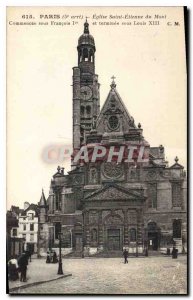 Postcard Old Paris 5th stop church Saint Etienne du Mont begun under Francois...