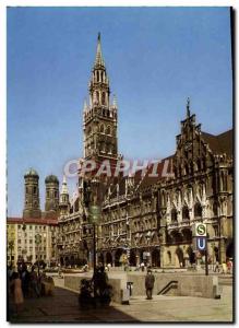 Postcard Modern Munchen Marienplatz mit Rathaus und Frauenkirche