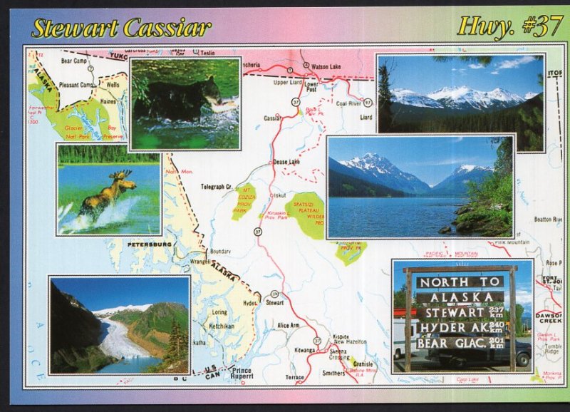 Canada Beautiful British Columbia MAP MultiView Stewart Cassiar Hwy#37 - Cont'l