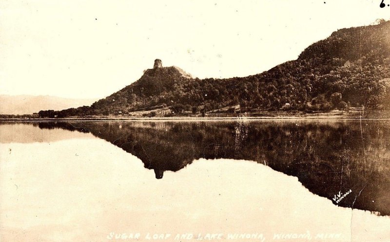 C.1910 RPPC Sugar Loaf and Lake Winona, Winona, Minn. Postcard P136