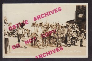 Gordon NEBRASKA RPPC 1932 SIOUX INDIAN DANCE Indians Dancing MAIN STREET NE
