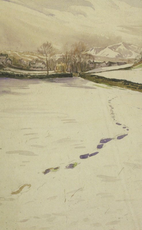 Beatrix Potter Footprints In The Snow Sawrey 1909 Painting Postcard