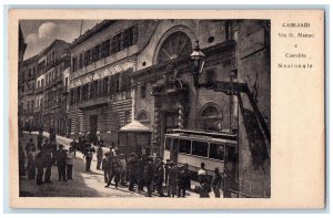 c1910 Cagliari Via G Manno And National Boarding School Italy Antique Postcard