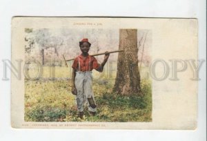 432673 USA African American is ready to work with a rake Vintage postcard