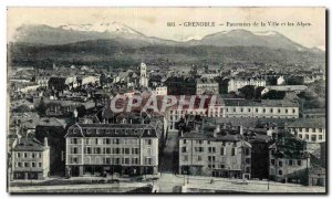 Grenoble Old Postcard Panorama of the city and the Alps