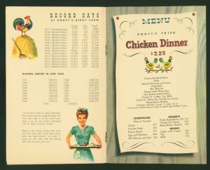 1960's Knott's Berry Farm & Ghost Town CA Chicken Dinner Restaurant Menu & Guide