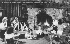 Cedar Rapids IA Camp Hitaga Camp Fire Girls Relaxing, Postcard