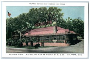 c1930s Angelo's Place Halfway Between New Orleans and Mobile Gulfort MS Postcard