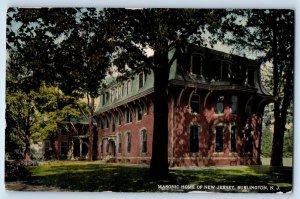 1910 Burlington New Jersey NJ Vintage Postcard Masonic Home Exterior Building