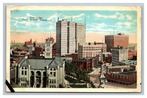 Vintage 1920's Postcard Panoramic View of the Skyline of Fort Worth Texas