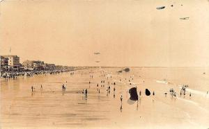 Old Orchard Beach ME Beach View Airplanes Flying RPPC Postcard